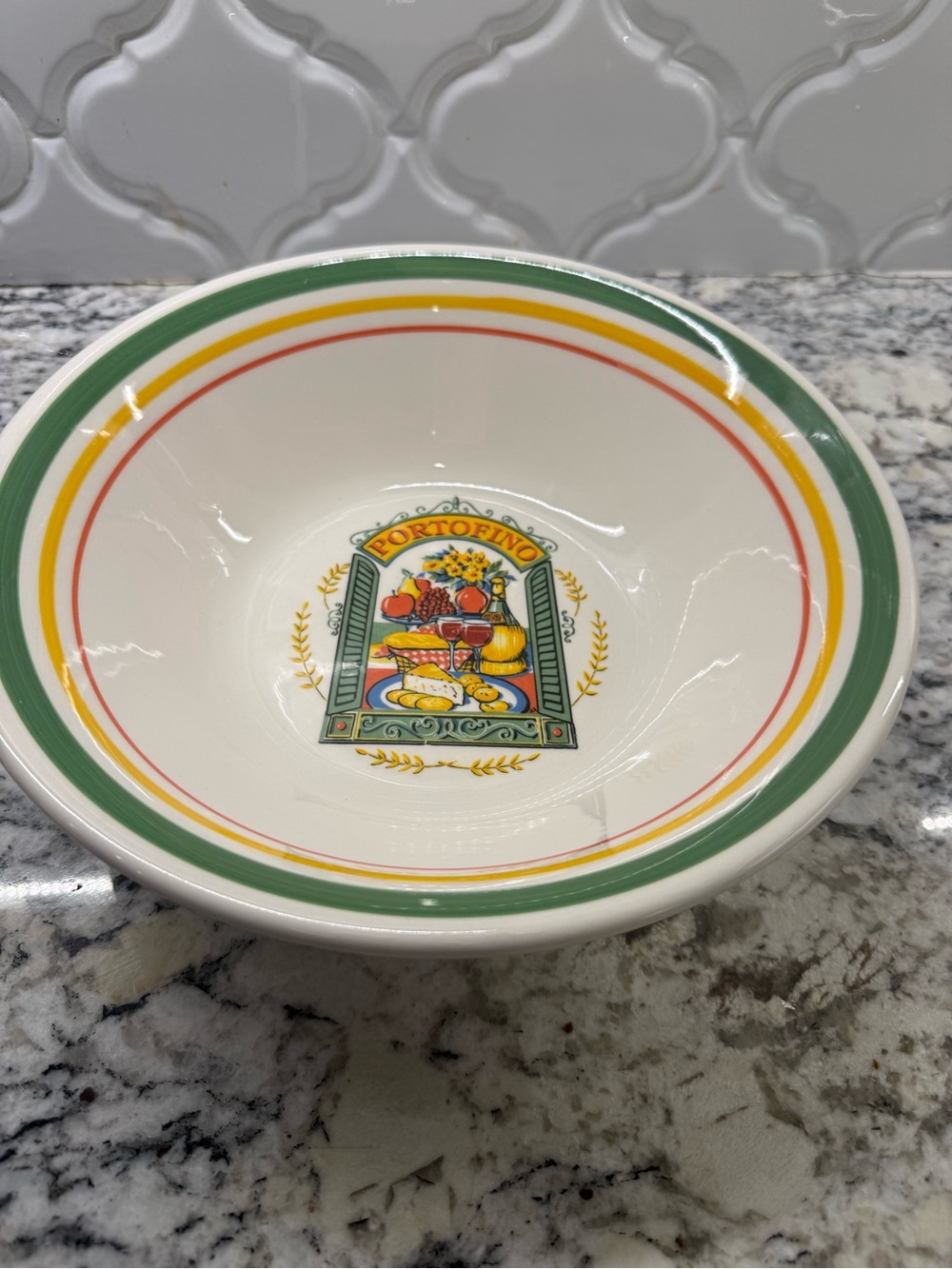 Vintage Ceramic Pasta/Salad Serving Bowl from the Portofino Pattern by Himark